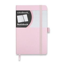 schreibwerk Notebook A5 dotted - 160 numbered pages - hard cover pink - dot grid, bookmark and pen loop