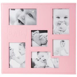 Pioneer MB-10COLB 12"X12" Baby Sewn Collage Frame Leatherette Post Bound Scrapbook, Pink