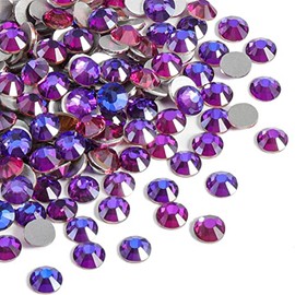 Beadsland 1440 diamantes de imitación de cristal con parte trasera plana, gemas redondas para arte de uñas y fijación de pegamento para manualidades, 