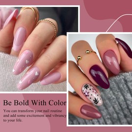 MTSSII Gel Nail Polish Set, 8PCS Pink Violet Glitter Gel Nail Polish Kit, Soak Off UV/LED Nail Polish Nail Art Design Salon Home Gifts for Women