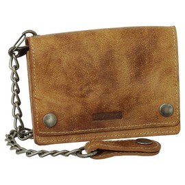 Luxury Leather Biker Wallet with Chain - 13.5&nbsp;cm - in Black / Brown / Beige, beige