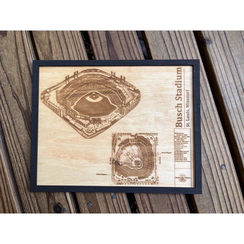 Decor Busch Stadium Wood Engraved Stadium Blueprint St. Louis Baseball
