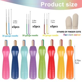 Needle Felting Tools, 38 Pcs Felting Needles - Needle Felting Supplies with 3 Sizes Felting Needles(36 Gauge, 38 Gauge, 40 Gauge), Color Wooden Handle Holder for Needle Felting