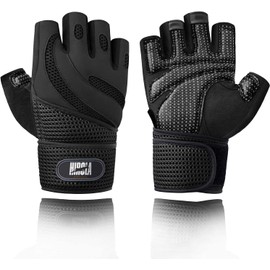 Hirola Guantes para Gimnasio Unisex con Apoyo de Muñeca Hecho de Microfibra y Licra para Entrenamiento de Crossfit, Fitness, Levantamiento de Peso o Gimnasio