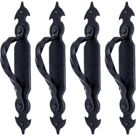4 Pack 12 Inch Decorative Black Door Handle - Handmade Iron Door Handle - Rustic Metal Door Handle for Sliding Doors, Barn Doors, Gate Pulls, Sliding Barn Doors & Door Pulls - The Sonora Series