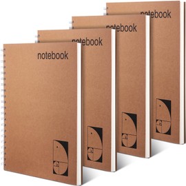 Resurhang 4 Pack A4 Graph Paper Notebook 8.5 x 11 Inch Large Spiral Grid Notebook 200 Pages 100 GSM Thick 5mm Square Graphing Journals for Engineering Math Note Taking Drawing School Supplies