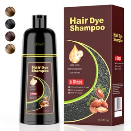 KAISASA Brown Hair Dye Shampoo 3 in 1，Argan Herbal Hair Color Shampoo Covers Gray Hair for Women and Men (16.9 fl.oz Brown)