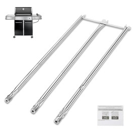 QuliMetal 304 Stainless Steel Grill Burner for Weber Genesis 300 (2007-2010), Genesis E310 E320 S310 S320 EP310 EP320 Gas Grill with Side Control Knobs, Replace for Weber 67722 67820