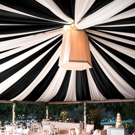 6 Panel Black Ceiling Drapes - Premium Smooth Satin Ceiling Drapery for Wedding & Party Decorations - 5ft x 20ft