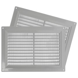 2-Pack 10'' x 7'' Inch / 250 x 170 mm Plastic Gray - Vent Cover - Square Duct Cover - Air Vent Louver - Protective Screen Mesh - HVAC Ventilation