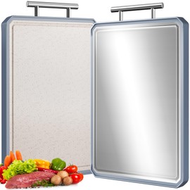 LOZOVIN Double-Sided Titanium&Wheat straw PP Cutting Board,Large Chopping Board for kitchen,Non Toxic Cutting Board for Meat and Vegetables,Blue Grey,16"*11"