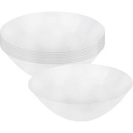 White Organic Round Solid Plastic Soup Bowls (7") - Pack Of 10 - Disposable & Stylish Design, Perfect for Parties, Weddings, Special Events, & Home Use