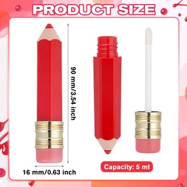 Pineraap 10 Pieces 5ml Lip Gloss Tubes Pencil Shape Empty Lip Gloss Bottles Clear Plastic Lip Balm Container Refillable Lip Oil Lipstick Tubes Portable Lipgloss Packaging Tubes for Women Girls (Red)