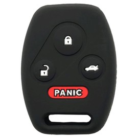 vurbemes Silicone Protector Key Fob Cover Case fit for Honda Accord Civic Crosstour CR-V Element Pilot Keyless Entry Remote Key Fob 4 Buttons (Black+Red)