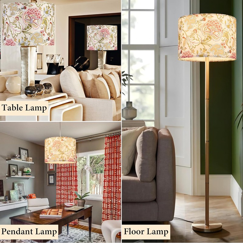 GO&SO 1 Pack Floral Large Drum Lamp Shade,16" x16" x10",