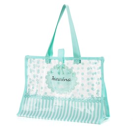 MESRINA Pool Bag, Girls, Elementary School Students, Beach Bag, Swimbag, Stylish, Floral Pattern, Ribbon, circle green