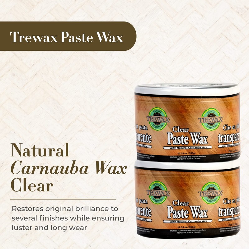 Trewax Paste Wax with Carnauba Wax, Clear, 12.35-Ounce, Pack of