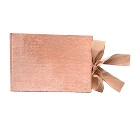 Deluxe Luxury Velvet Guest Book (80 Pages) - Sign-in Registry Guestbook & Keepsake & Polaroids Album Book – Velvet Hard Cover with Silk Ribbon - 10” x 7" (Blush Pink)