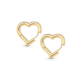 Amberta Trendy Chunky Heart Earrings for Women | Dupe Bold Heart Hoop Earrings, Huggie Love Friendship Gift: 14K Gold Plated 20 mm Hoops Lightweight