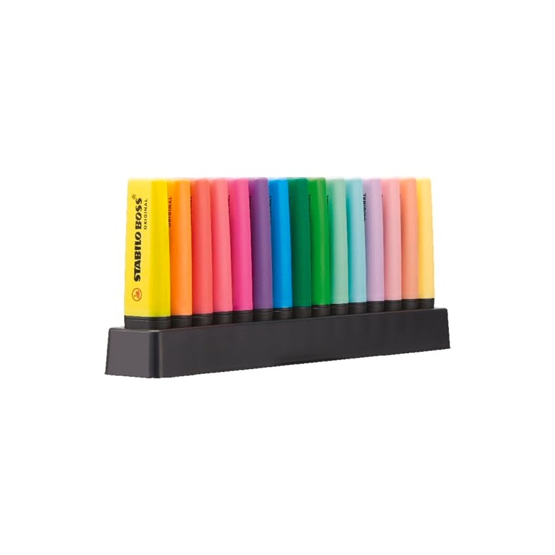 Stabilo Boss Original Desktop Set con 15 Marcatextos Fluorescentes