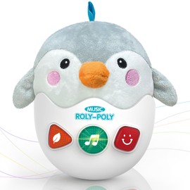 WOWOHAGE Baby Toys 0-6-12 Months, Plush Penguin Musical Toys, Cute Stuffed Animal Infant Toys with Light & Sounds, Roly-Poly Sensory Toy Birthday Gift for Newborn Boys & Girls