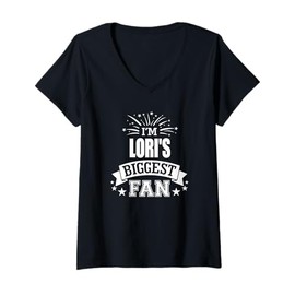 Womens I'm Lori's Biggest Fan Love Lori #1 Sports V-Neck T-Shirt