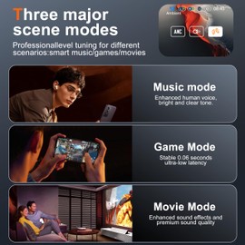 THREE PEACHES Wireless Earbuds Touch Screen ANC Active Noise Cancelling Earphones,In Ear Gaming Headphones Wireless Bluetooth Ear Phones ENC Ear Buds Noise Cancelling Bluetooth Earbuds LED Display