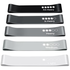 Active 100 Resistance Bands Set of 5 – Skin-Friendly Loop Bands With 5 Resistance Levels, Ideal Exercise Band for Home Gym, Yoga, Pilates – Includes Carrying Case & Free Guide (Slate-Grey)