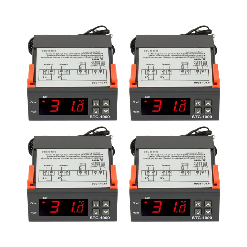 SYWAN 4Pcs STC-1000 110V-220V Digital LED Temperature Controller, Microcomputer Digital