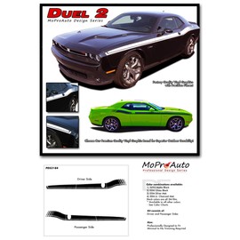 Original Dual 15 : Compatible with 2015-2023 Dodge Challenger Door Stripes Vinyl Graphic Body Decals Strobe R/T Kit (Fits Model as Shown) (53 Gloss Red – Wet Install)