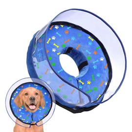 Soft Dog Cone,Dog Cone Collar After Surgery,Inflatable Dog Cone for Large Medium Small Dog,Adjustable Breathable Dog Cone Collar,Protect Pets from Licking Wounds,Soft and Comfortable,Blue(XL)