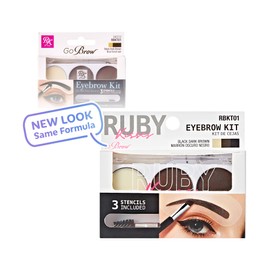 Ruby Kisses Go Brow Eyebrow Kit, Dual Shade Powder & Wax, Includes 3 Stencils, Perfect for Shaping & Defining, Natural Brow Look, Ideal for Sparse Brows