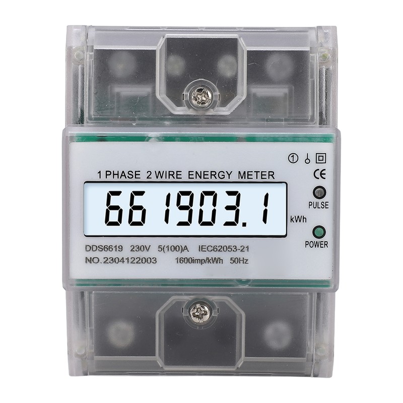 Digital Energy Meter 1 Phase 2 Wire KWh Electricity Wattmeter