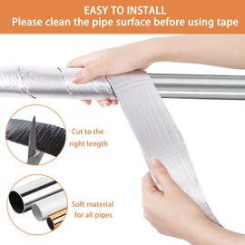 Pipe Insulation Tape Wrap - 2" Wide X 32.8 Ft Outdoor Foam and Foil Pipe Self-Adhesive Insulation Tape for Winter Freeze Protection for Outdoor Hot Water Pipe to Reduce Heat Loss (1 Pack)