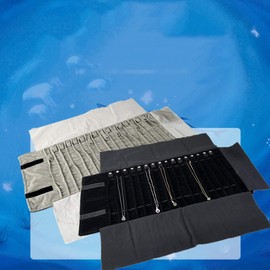 TOPBATHY Jewelry Roll Bag Travel Jewelry Case Roll Organizer Display Storage Box for Journey Necklace Bracelet Earrings Ring (Grey)