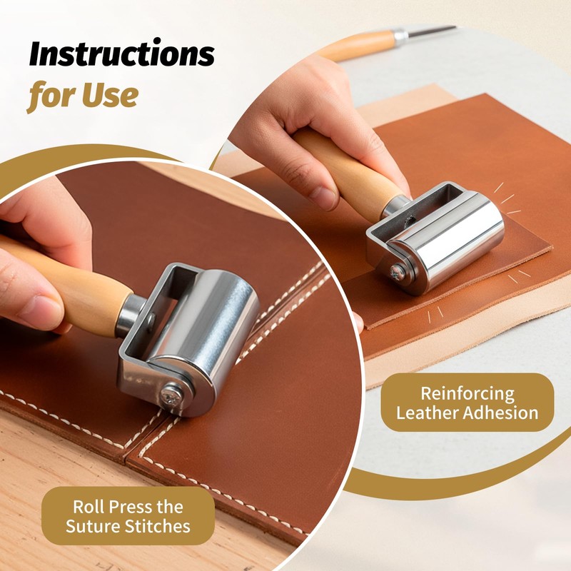 3 Pack 26mm 60mm 100mm Wooden Handle Leather Press Edge