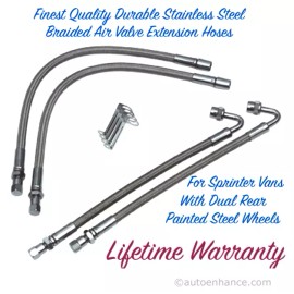 EAGLE SPRINTER VAN AIR VALVE STEM EXTENSION HOSE KIT (4) 16" STEEL DUAL REAR WHEELS ©