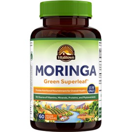 Vitalitown Moringa Capsules, Pure Moringa Oleifera Leaves, No Sticks, No Caffeine, Energy, Immune, 60 Capsules