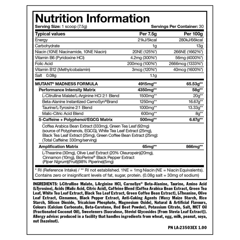 MUTANT Madness | Original Mutant Pre-Workout Powder| High-Intensity Workouts)| 30