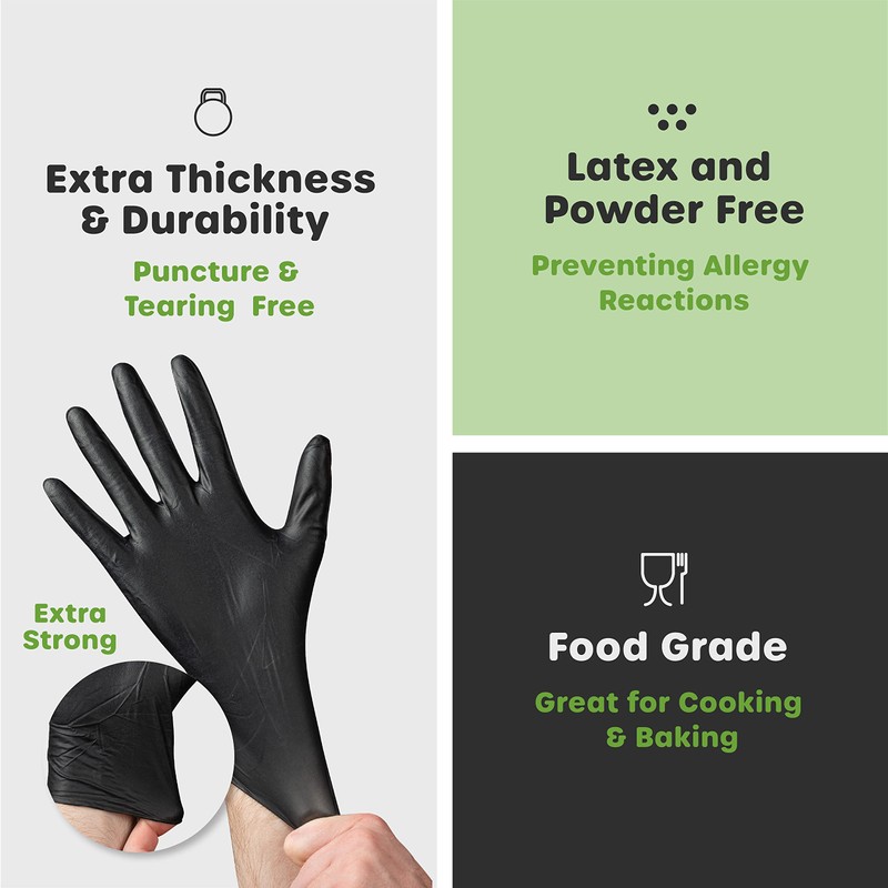 Comfy Package Black Nitrile Gloves [100 Count] 6 Mil, HEAVY