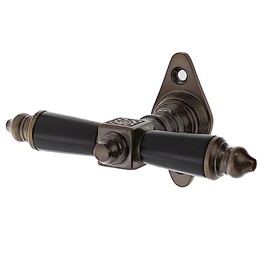 Window Handle Solid Olive Brass Model "Eichwalde A" with Handle Sleeve Made of Ebony Black