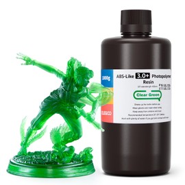 ELEGOO ABS-Like 3.0+ 3D Printer Resin Transparent Green 1000g, High Heat-Resistance 3D Printing Resin, Lower Viscosity and Shrinkage, 405nm LCD UV-Curing for MSLA/LCD/DLP 3D Printer