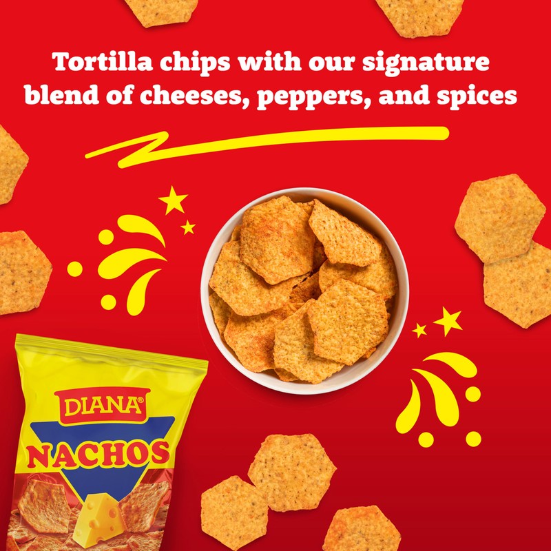 Diana Nachos Cheese-Flavored Tortilla Chips, 3.52 Oz (Pack of 8)