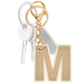Gineman Alphabet Keychain, Initial Key Holder, Accessory, Women's, Men's, Cute, Gift, Charm, Keepsake, Wallet, Handbag, Pendant Accessory, Charm, Key Ring, Apricot - M