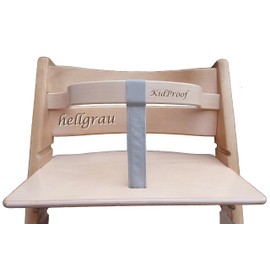 KidProof Eco Genuine Leather Strap for High Chair Compatible with Stokke Tripp Trapp Crotch Strap for Wooden Hangers (Light Grey)