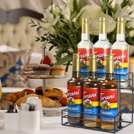 MCSAPIL Coffee Syrup Rack (6 Bottle Capacity), Organizer for Coffee Bar & Kitchen, Small Wine Rack for Bar, Family & Storage