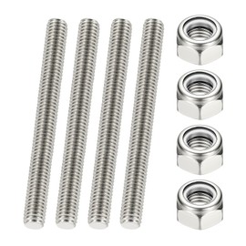 PATIKIL 3/8"-16 UNC Fully Threaded Rod, 2.99" Length 304 Stainless Steel Right Hand Long Thread Bar Studs with Nuts for Pipes Clamps Hangers U-Bolts 4Pcs