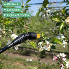 M METERXITY 5-Pack PP Flat Fan Sprayer Tip, 1/4BSPT Male Thread 65 Degree 2.4mm Orifice Dia. Plastic Spray Nozzle Tips W Sealing Tape for Cooling/Spraying/Cleaning/Garden/Industrial [Yellow]