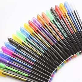 KXF 48 Packs Color Gel Ink Pens with 12 Glitter Pens 12 Metallic Pens 12 Neon Pens 12 Pastel Pens Gel Pens Set 1.0mm Tip Fineliners Glitter pens for Adult Coloring Books Scrapbooking Drawing/Doodling