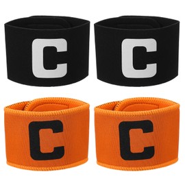 YELARXI Soccer Captain, Soccer Captain Armband Elastic Adjustable Leader Armband Team Sport Protective Arm Badge Band for Adult Youth Soccer Volleyball Team Training (2 Pack, Black/Orange)